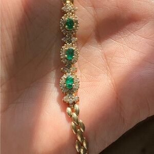14k gold Emerald and Diamond bracelet